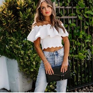 NWT Endless rose off and scallop shoulder top